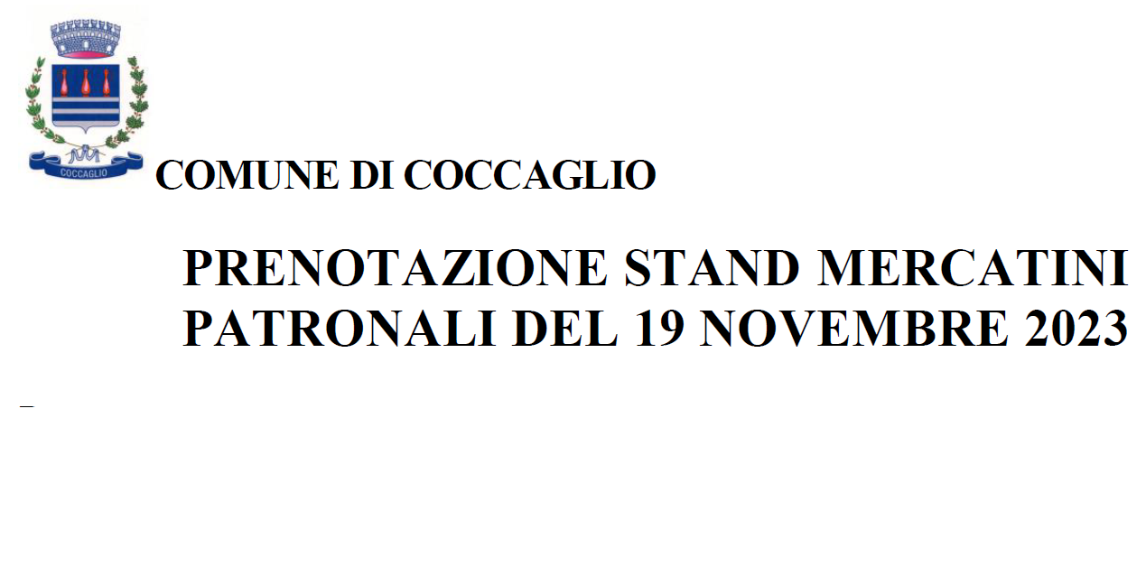 Prenotazione stand mercatini patronali del 19 novembre 2023