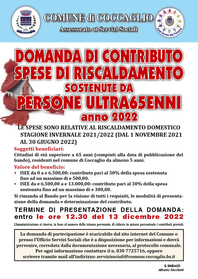 Contributo spese riscaldamento anziani ultra65enni