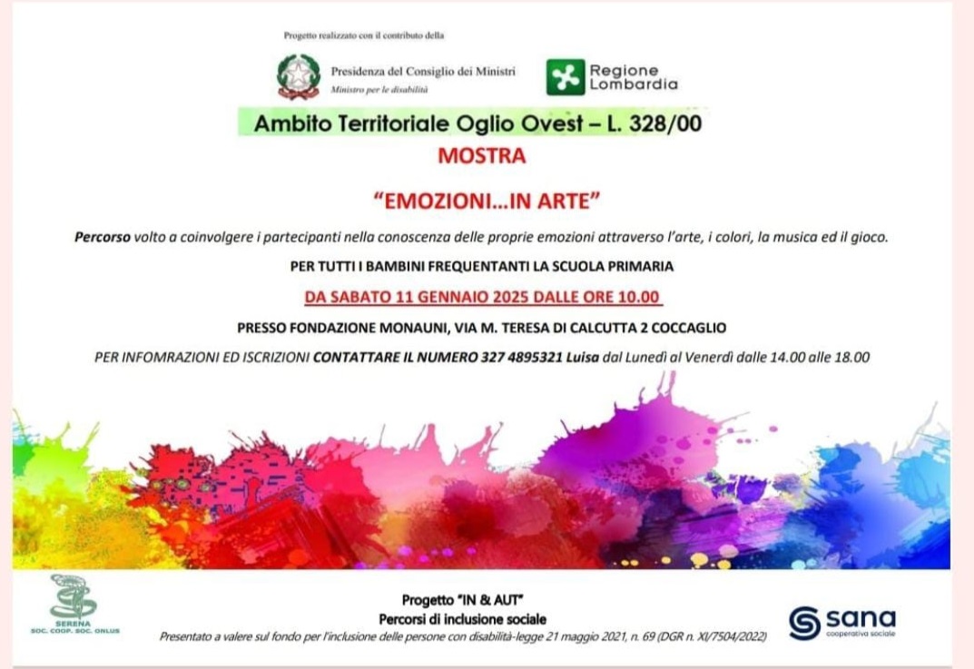 Progetto IN & AUT percorsi di inclusione sociale: Mostra "Emozioni..in arte" per tutti i bambini della scuola primaria