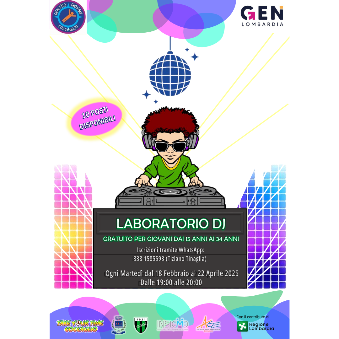 LABORATORIO DJ GRATUITO PER GIOVANI TRA I 15 E I 34 ANNI 