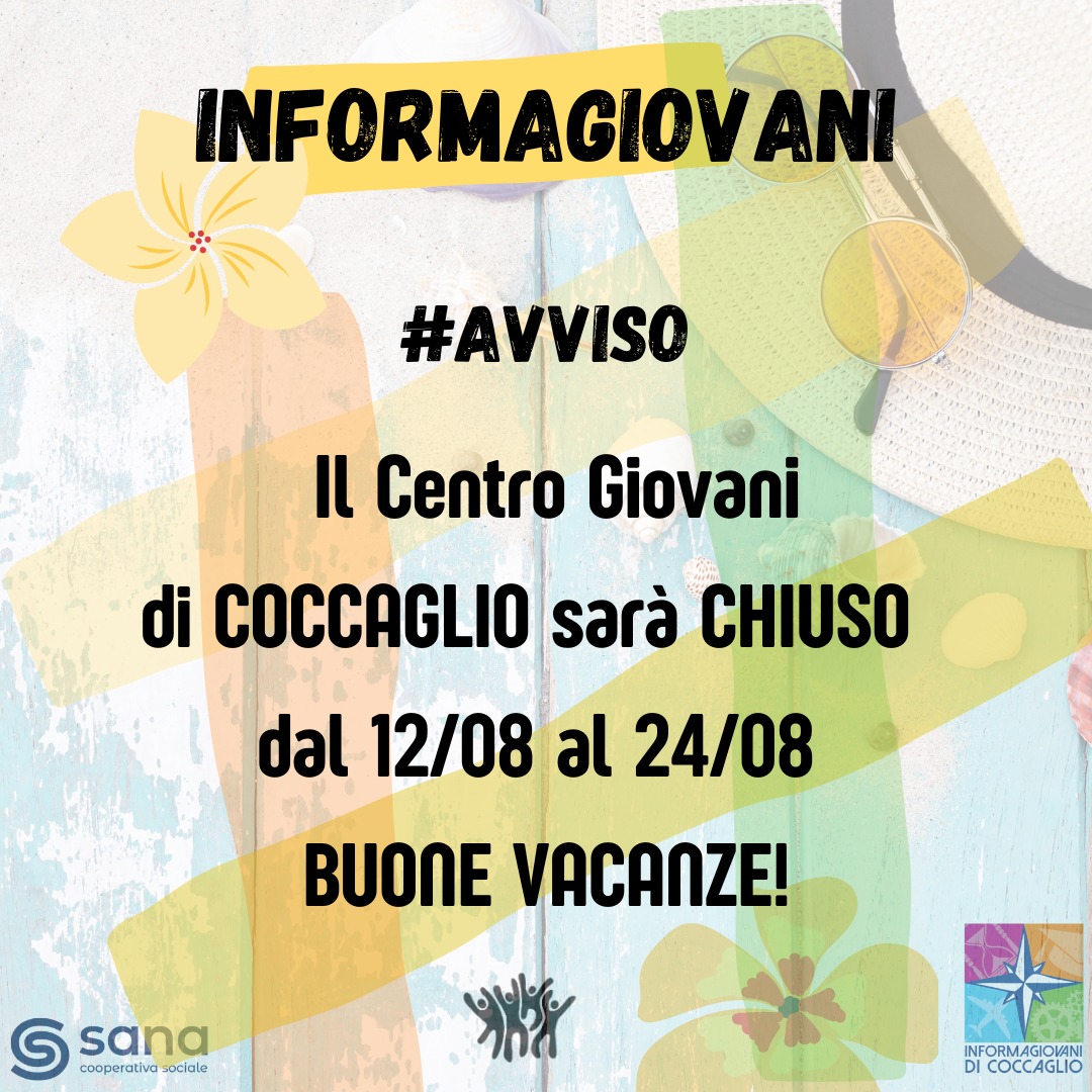 Avviso chiusure estive INFORMAGIOVANI e CENTRO GIOVANI