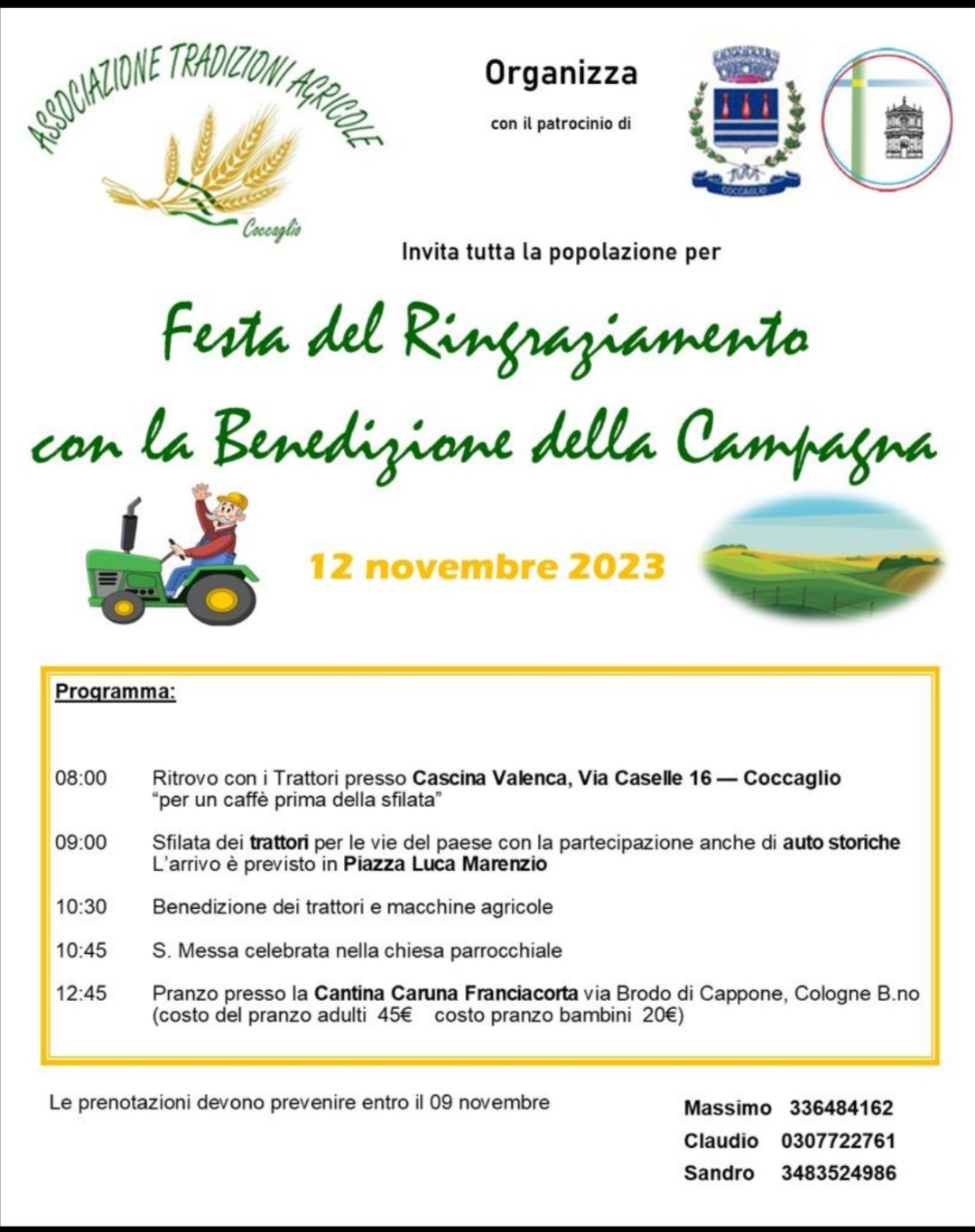 FESTA DEL RINGRAZIAMENTO CON BENEDIZIONE DELLA CAMPAGNA