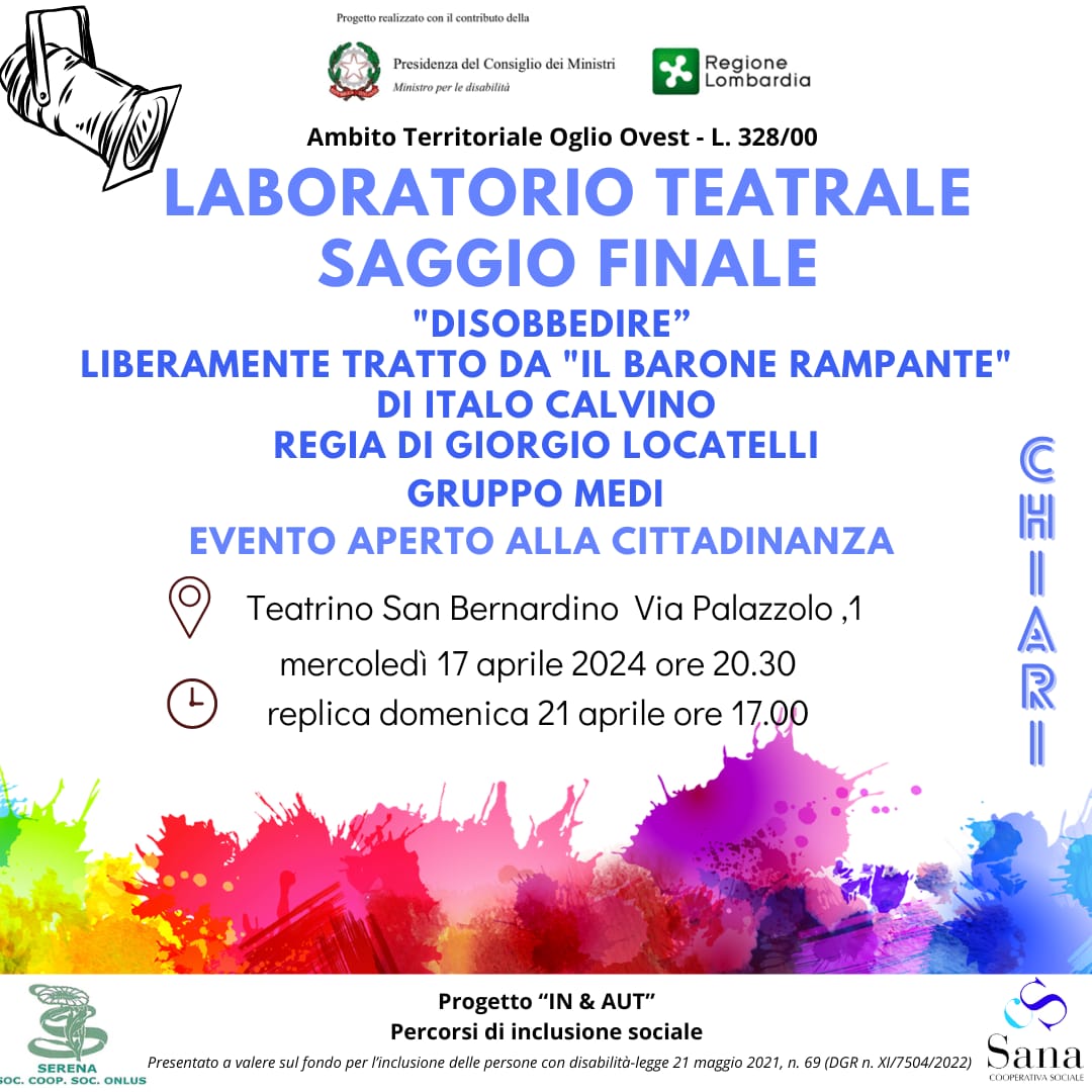 SAGGIO FINALE - LABORATORIO TEATRALE "DISOBBEDIRE" LIBERAMENTE TRATTO DA "IL BARONE RAMPANTE" DI ITALO CALVINO 