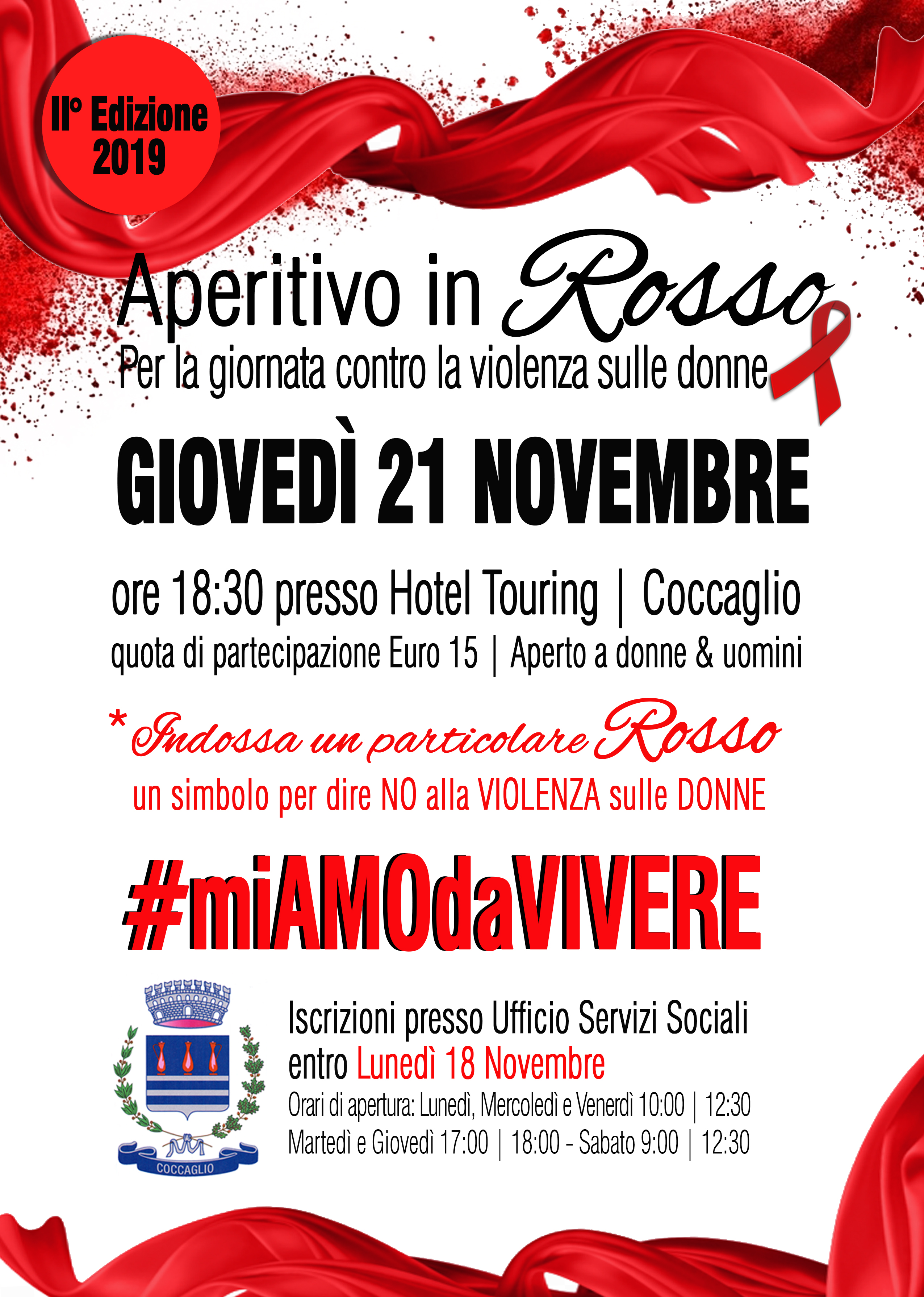 Aperitivo in rosso per la giornata contro la violenza sulle donne