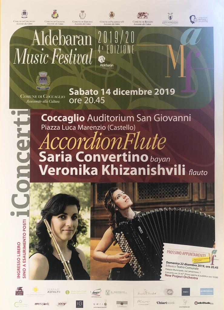 CONCERTO ALDEBARAN: SARIA CONVERTINO  (bayan) E VERONIKA KHIZANISHVILI (flauto)