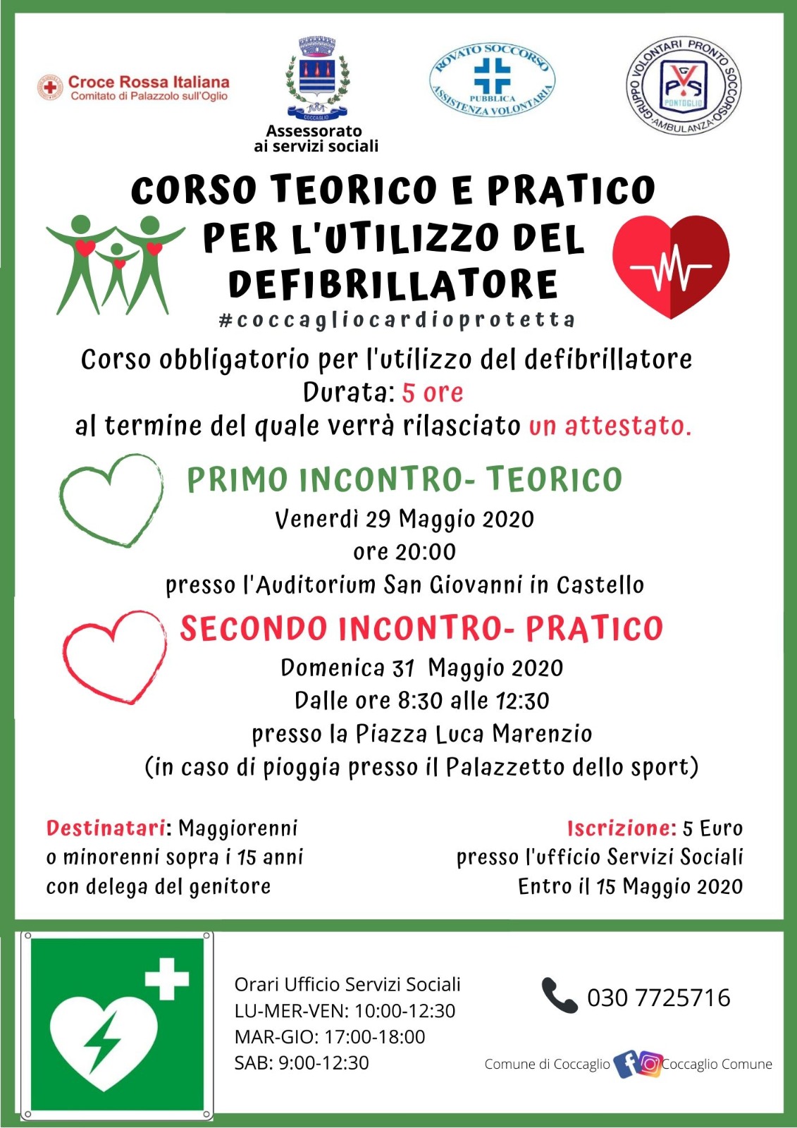 CORSO TEORICO E PRATICO PER L'UTILIZZO DEL DEFIBRILLATORE