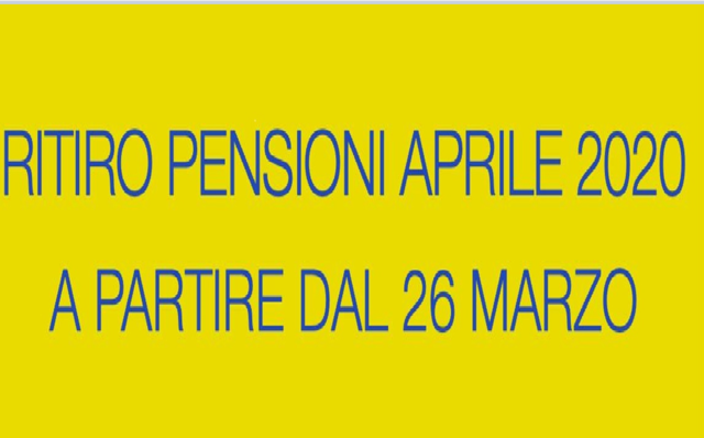 informativa di poste italiane per il pagamento delle pensioni per il mese di aprile