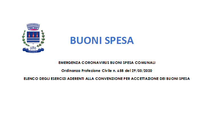 Elenco degli esercizi aderenti all'accettazione dei buoni spesa a sostegno nuclei famigliari in difficolta'