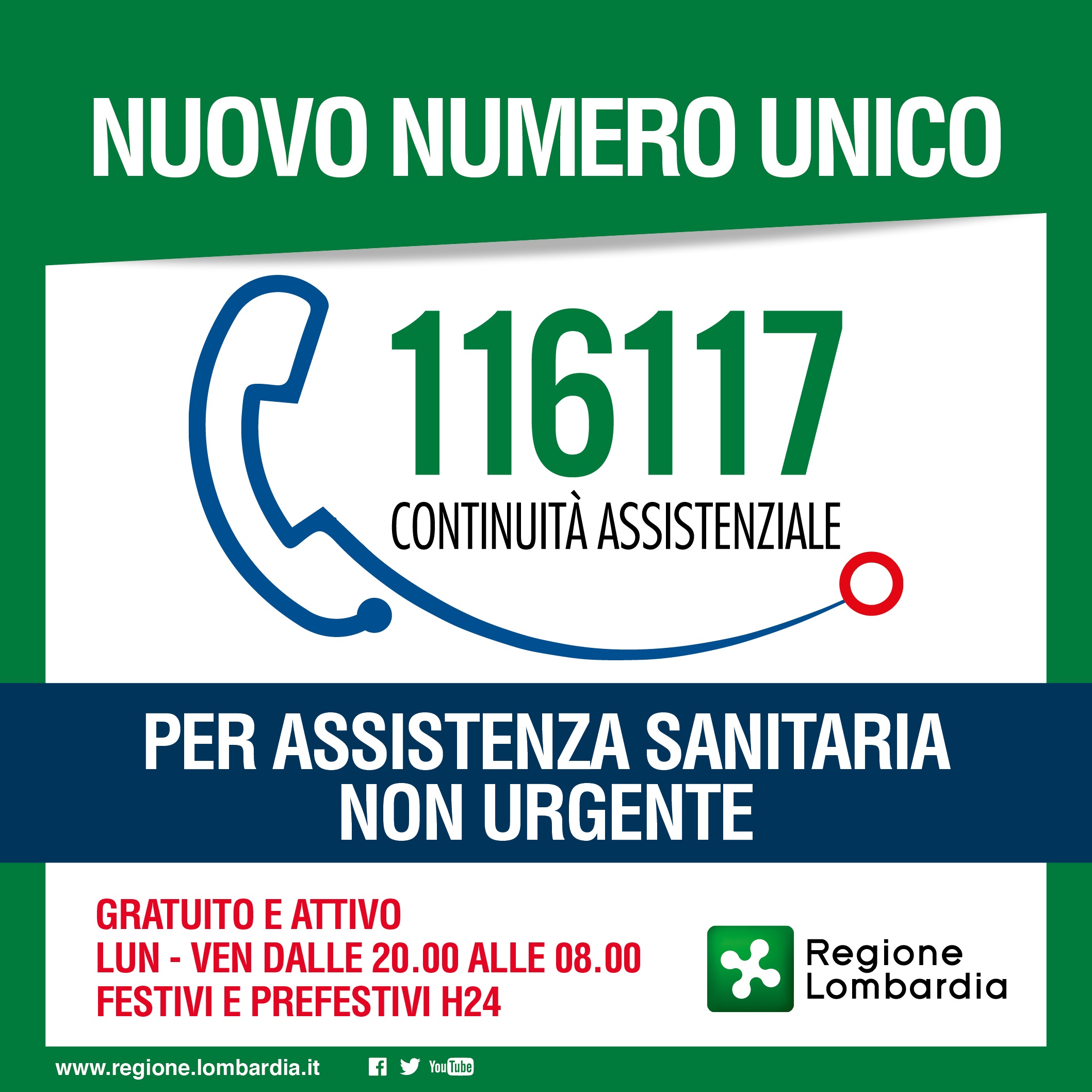 NUOVO NUMERO UNICO CONTINUITÀ ASSISTENZIALE (ex Guardia Medica)
