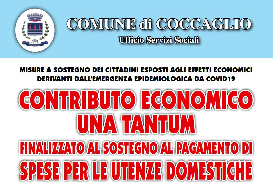 emergenza covid-19: CONTRIBUTO ECONOMICO UNA TANTUM SOSTEGNO AL PAGAMENTO DI SPESE PER LE UTENZE DOMESTICHE